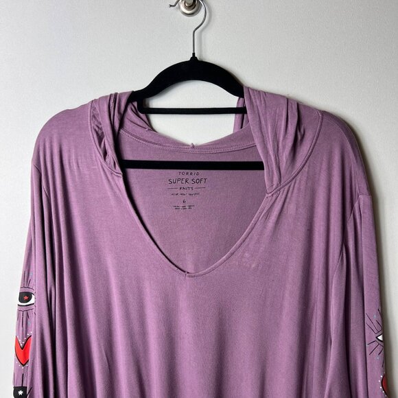Torrid super soft eyes purple hooded long sleeve top women’s size 6X - Picture 3 of 7
